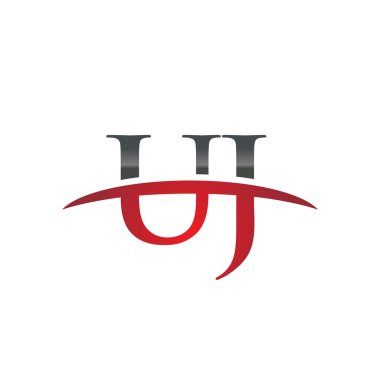 İlk harf Uj red swoosh logo logo swoosh