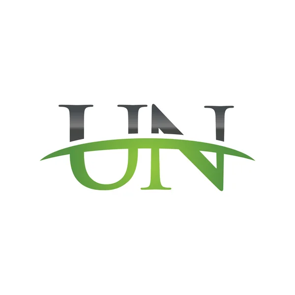 Počáteční písmeno Un zelený swoosh logo swoosh logo — Stockový vektor