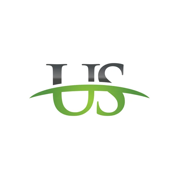 Carta inicial EUA logotipo swoosh verde logotipo swoosh — Vetor de Stock