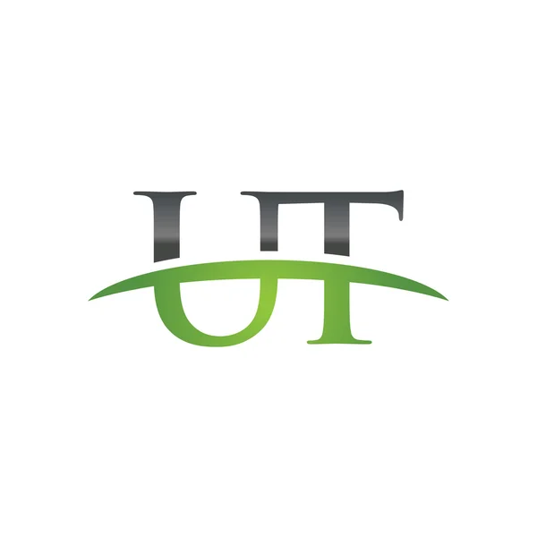 Первоначальная буква UT зеленый логотип swoosh логотип — стоковый вектор