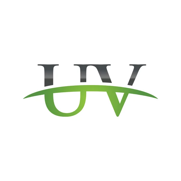 Carta inicial logotipo swoosh verde UV logotipo swoosh — Vetor de Stock