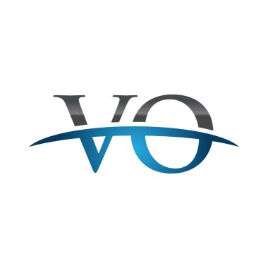 İlk harf Vo mavi swoosh logo logo swoosh 