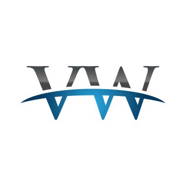 İlk harf Vw mavi swoosh logo logo swoosh 