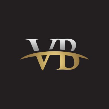 İlk harf Gümüş altın swoosh Vb logo logo siyah arka plan swoosh