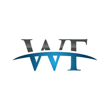 Initial letter WF blue swoosh logo swoosh logo vector