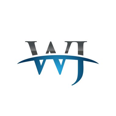 İlk harf Wj mavi swoosh logo logo swoosh 