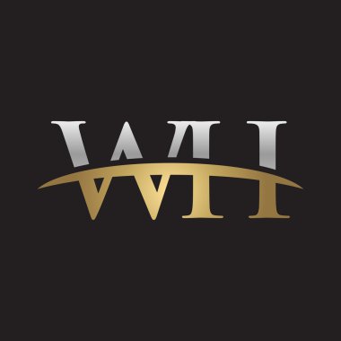 İlk harf Gümüş altın swoosh Wh logo logo siyah arka plan swoosh