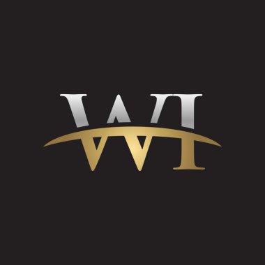 İlk harf Gümüş altın swoosh Wi logo logo siyah arka plan swoosh
