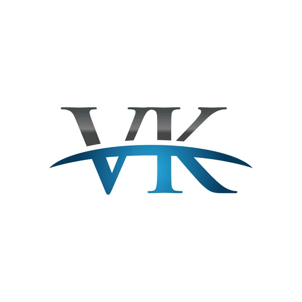 İlk harf Vk mavi swoosh logo logo swoosh — Stok Vektör