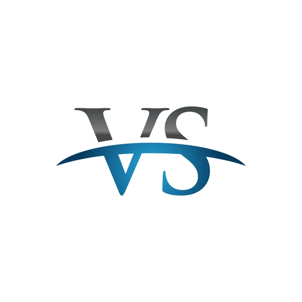 Carta inicial VS logotipo swoosh azul logotipo swoosh — Vetor de Stock