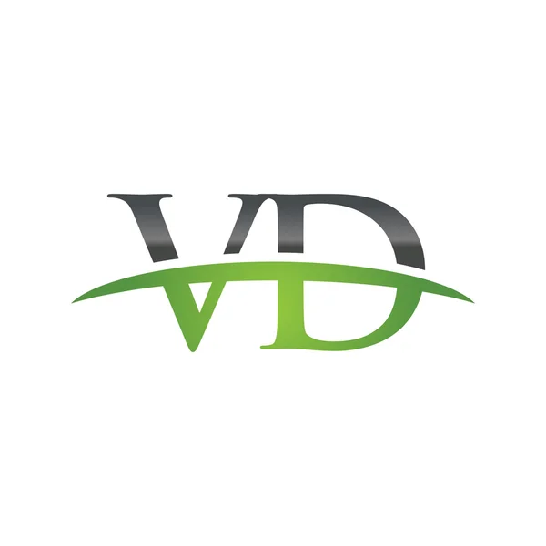 Αρχικό γράμμα πράσινο Vd swoosh λογότυπο swoosh λογότυπο — Διανυσματικό Αρχείο