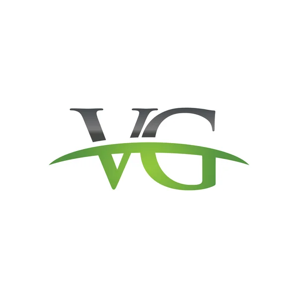 Carta inicial VG logotipo swoosh verde logotipo swoosh —  Vetores de Stock