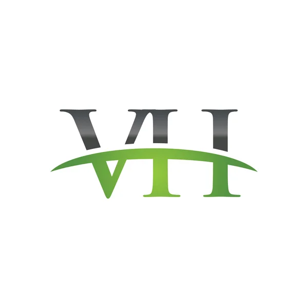 Αρχικό γράμμα πράσινο Vh swoosh λογότυπο swoosh λογότυπο — Διανυσματικό Αρχείο