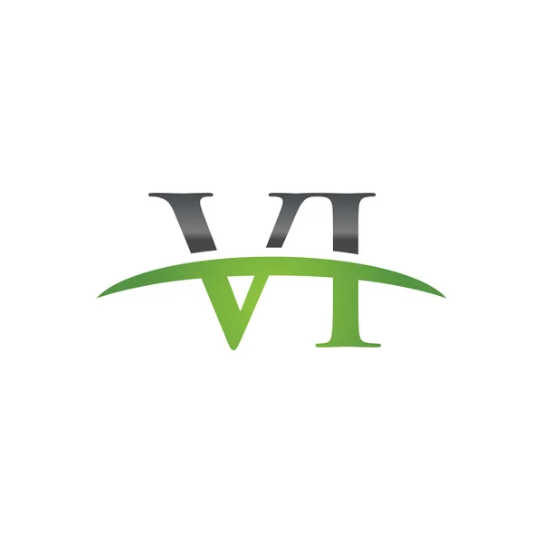 Carta inicial VI logotipo swoosh verde logotipo swoosh — Vetor de Stock