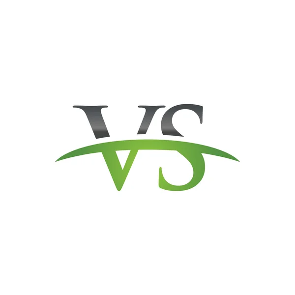 Eredeti levél Vs zöld swoosh logó swoosh logó — Stock Vector