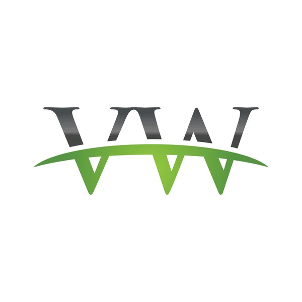 Literą Vw zielone logo swoosh swoosh logo — Wektor stockowy