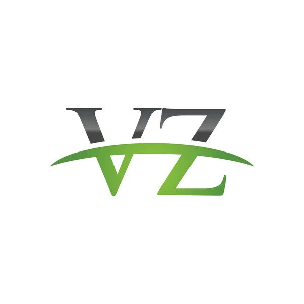 Eerste brief Vz groen swoosh logo swoosh logo — Stockvector