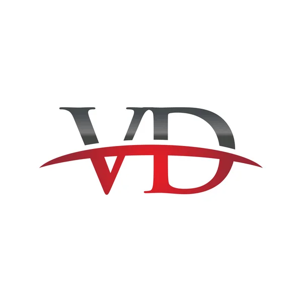 Initial letter VD red swoosh logo swoosh logo — Stock Vector