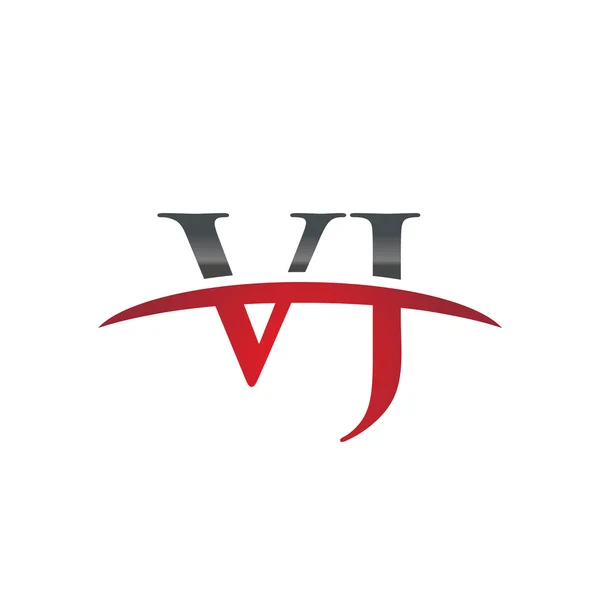 Letra inicial VJ logotipo swoosh vermelho logotipo swoosh — Vetor de Stock
