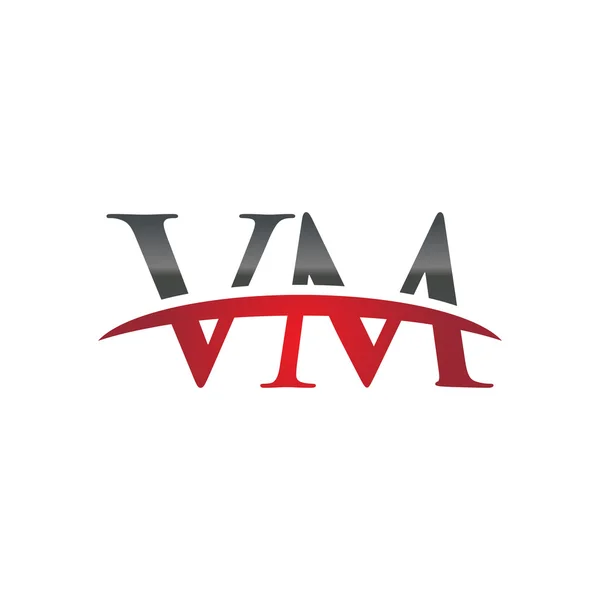 Initial letter VM red swoosh logo swoosh logo — Stock Vector