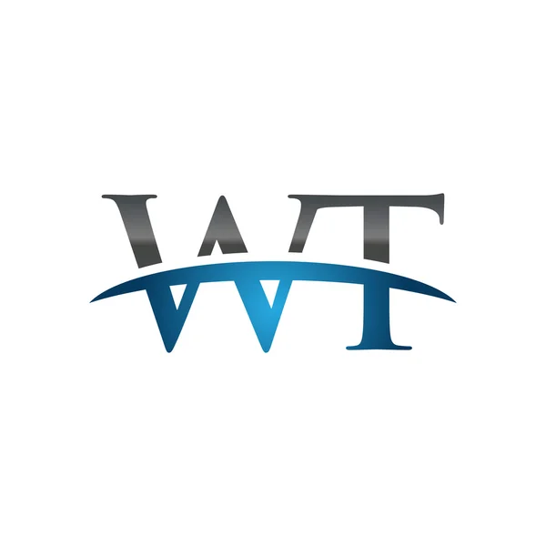 Початкова літера WT синій флеш логотип флеш логотип — стоковий вектор