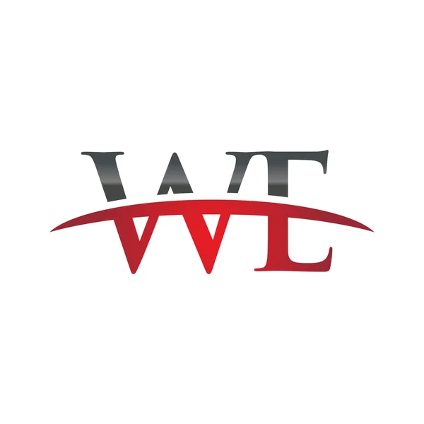 Initial letter WE red swoosh logo swoosh logo — Stock Vector