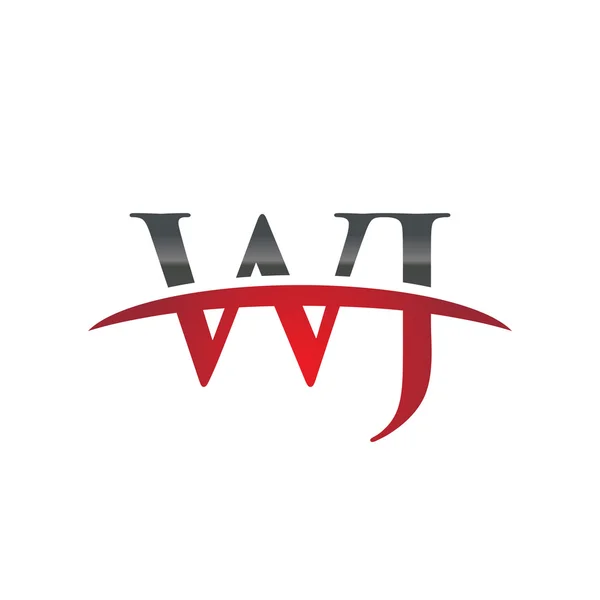 Αρχικό γράμμα Wj κόκκινο swoosh λογότυπο swoosh λογότυπο — Διανυσματικό Αρχείο