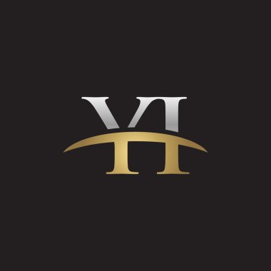 İlk harf Yi Gümüş altın swoosh logo logo siyah arka plan swoosh