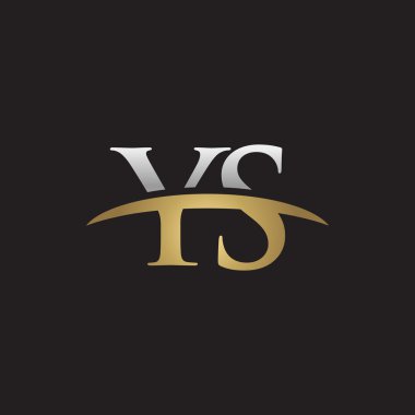 İlk harf Ys Gümüş altın swoosh logo logo siyah arka plan swoosh