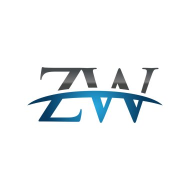 İlk harf Zw mavi swoosh logo logo swoosh 