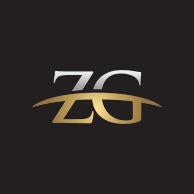 İlk harf Gümüş altın swoosh Zg logo logo siyah arka plan swoosh