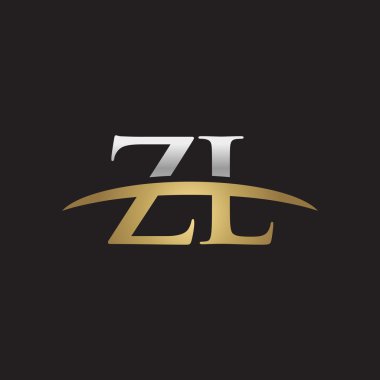 İlk harf Gümüş altın swoosh Zl logo logo siyah arka plan swoosh