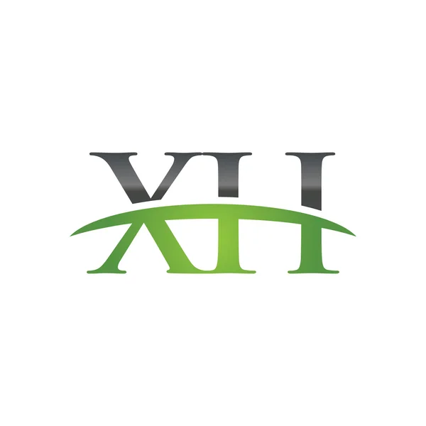 Eredeti levél zöld Xh swoosh logó swoosh logó — Stock Vector