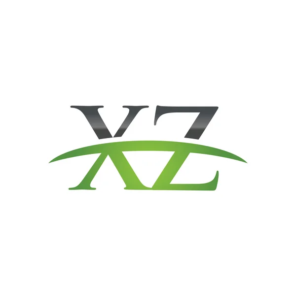 Начальная буква XZ green swoosh logo swoosh logo — стоковый вектор