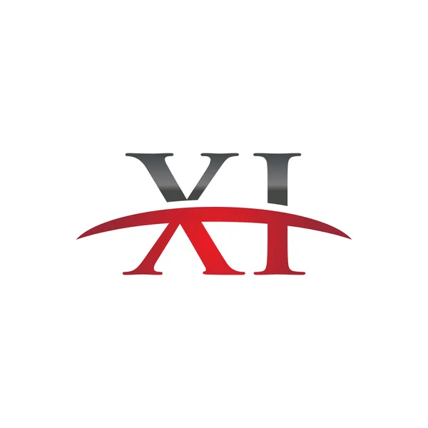 Inledande brev Xi red swoosh logo swoosh logo — Stock vektor