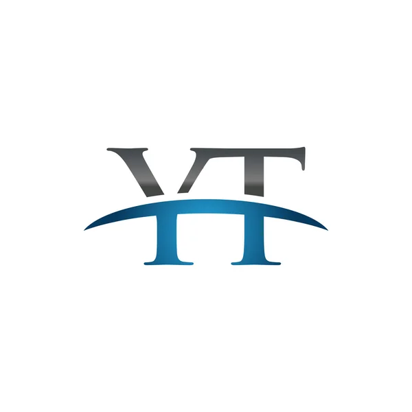 Huruf awal logo swoosh biru YT - Stok Vektor