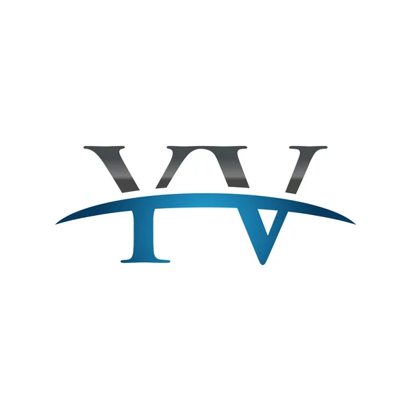 Carta inicial YV logotipo swoosh azul logotipo swoosh — Vetor de Stock