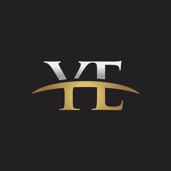 Початкова літера YE срібний золотий флеш логотип флеша логотип чорний фон — стоковий вектор