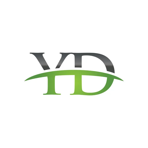 Initial letter YD green swoosh logo swoosh logo — Stock Vector