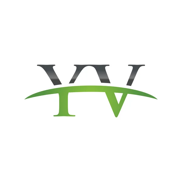 Carta inicial YV logotipo swoosh verde logotipo swoosh — Vetor de Stock