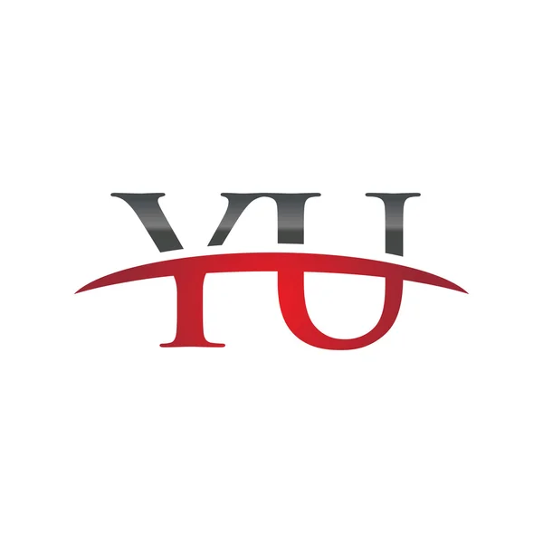 Lettre initiale YU rouge logo swoosh logo swoosh — Image vectorielle