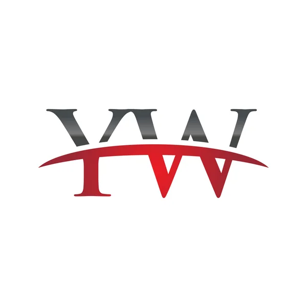 Počáteční písmeno Yw červená swoosh logo swoosh logo — Stockový vektor