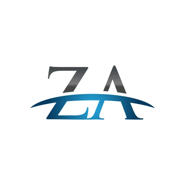 Lettera iniziale ZA logo swoosh blu logo swoosh — Vettoriale Stock