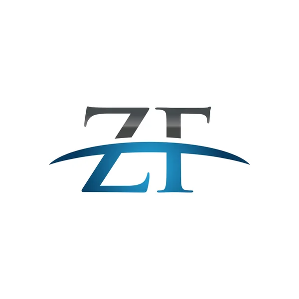 Eerste brief Zf blauw swoosh logo swoosh logo — Stockvector