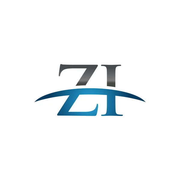Eerste brief Zi blauw swoosh logo swoosh logo — Stockvector