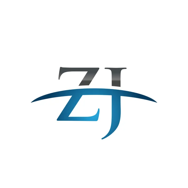 Eerste brief Zj blauw swoosh logo swoosh logo — Stockvector