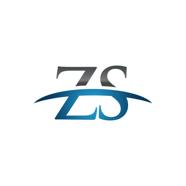 Letra inicial ZS azul swoosh logo swoosh logo — Archivo Imágenes Vectoriales