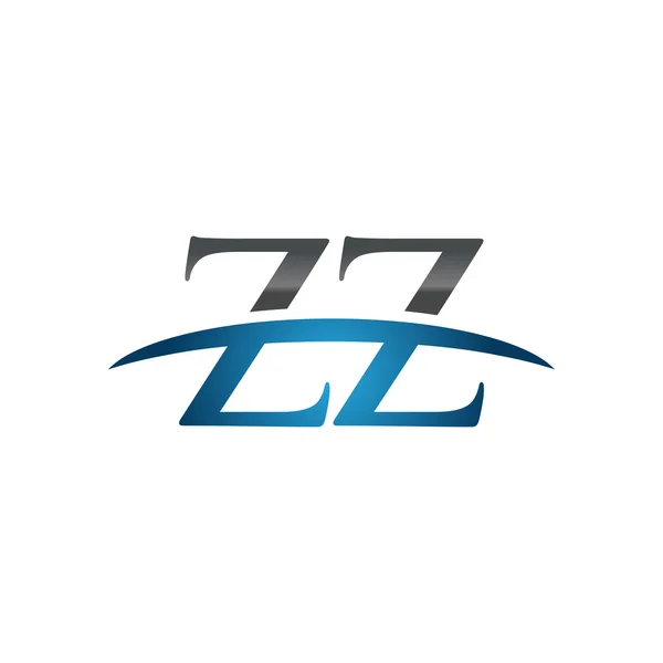 Eerste brief Zz blauw swoosh logo swoosh logo — Stockvector