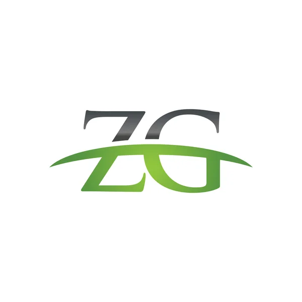 Lettera iniziale ZG logo swoosh verde logo swoosh — Vettoriale Stock