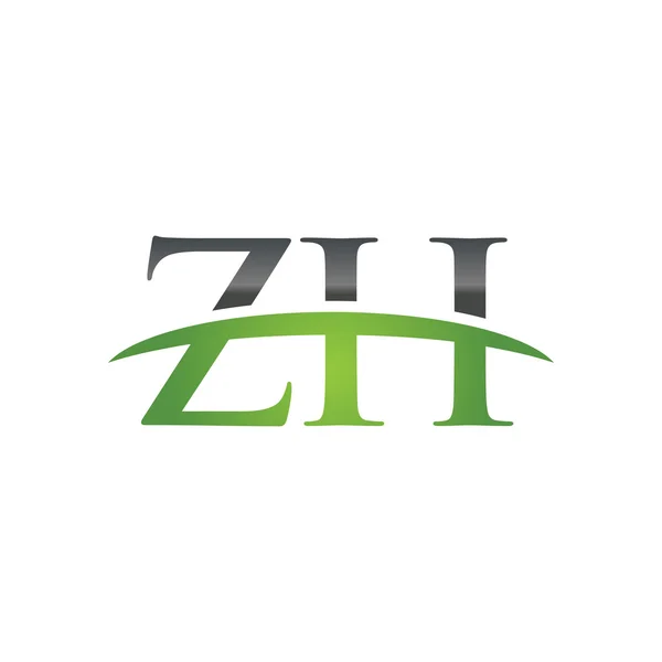 Eerste brief Zh groen swoosh logo swoosh logo — Stockvector